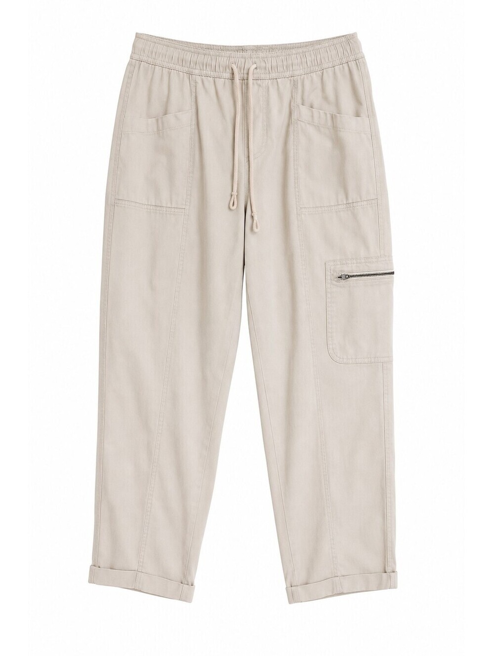 Nicole Miller NY Lyocell Blend Utility Cargo Crop Pants Beige Size M